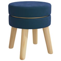 shumee Okrogel stolček, modre barve, oblazinjen z žametom