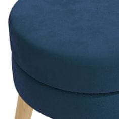 shumee Okrogel stolček, modre barve, oblazinjen z žametom