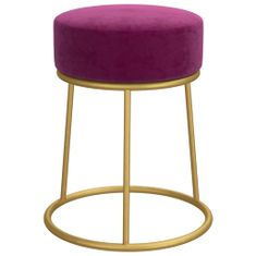 shumee Okrogel stolček, vijolične barve, oblazinjen z žametom