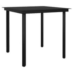 Greatstore Vrtna jedilna miza črna 80x80x74 cm jeklo in steklo