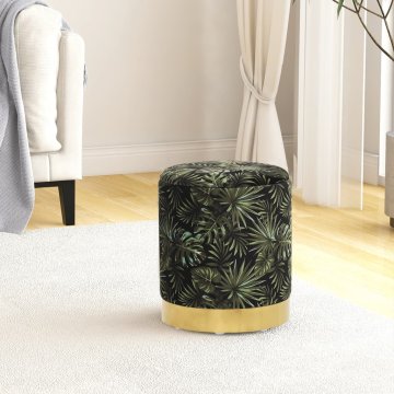 Vidaxl Okrogel stolček s predalom za shranjevanje, barvni, oblazinjen s tkanino