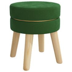 Greatstore Okrogel stolček, zelene barve, oblazinjen z žametom