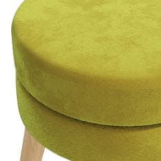 Greatstore Okrogel stolček, gorčično zelene barve, oblazinjen z žametom