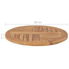 Vidaxl Mizna plošča iz trdne tikovine okrogla 2,5 cm 60 cm