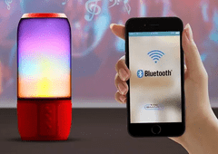 V-TAC LED svetlobni prenosni BLUETOOTH zvočnik rdeč