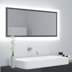 Vidaxl LED kopalniško ogledalo visok sijaj sivo 100x8,5x37 cm