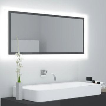 Vidaxl LED kopalniško ogledalo visok sijaj sivo 100x8,5x37 cm