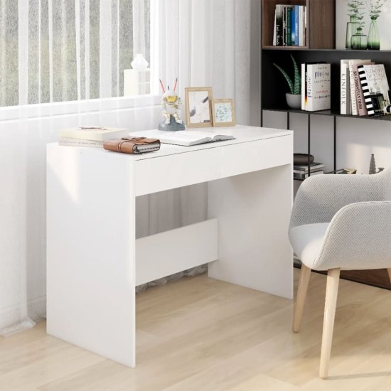 Vidaxl Pisalna miza bela 101x50x76 cm iverna plošča