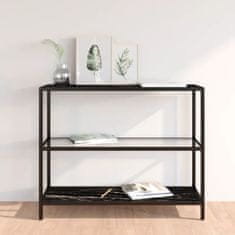 Vidaxl Konzolna mizica prozorna in črn marmor 100x36x90 cm steklo
