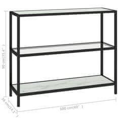 Vidaxl Konzolna mizica prozorna in beli marmor 100x36x90 cm steklo