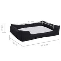 Greatstore Pasja postelja črna in bela 85,5x70x23 cm videz platna flis