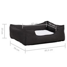 Vidaxl Pasja postelja tm. siva in bela 85,5x70x23 cm videz platna flis