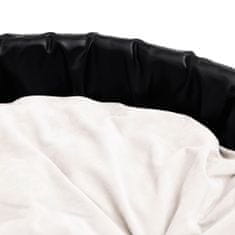 Greatstore Pasja postelja črna in bež 90x79x20 cm pliš in umetno usnje