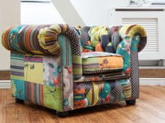 Beliani Prešiti rumeni patchwork oblazinjeni fotelj CHESTERFIELD