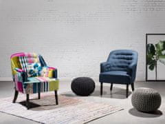 Beliani Modri patchwork oblazinjeni fotelj Chesterfield MANDAL
