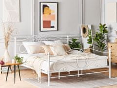 Beliani Dekorativna bela kovinska postelja 180x200 cm LYRA