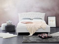Beliani Bela usnjena postelja s shrambo Chesterfield 140x200 cm METZ