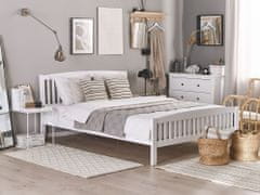 Beliani Klasična bela lesena zakonska postelja 180x200 cm CASTRES