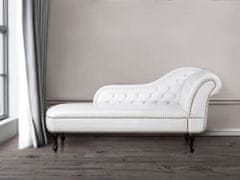 Beliani Udoben usnjen lounge stol Chesterfield v sijajnem belem pravem eko usnju NIMES