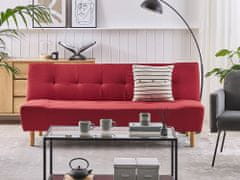 Beliani Oblazinjen trisedežni raztegljiv kavč rdeč ALSTEN