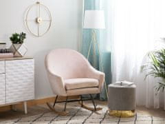 Beliani Oblazinjen gugalni stol v roza barvi OXIE