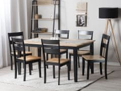 Beliani Lesena jedilna miza svetlo rjava / črna 150 x 90 cm GEORGIA
