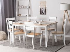 Beliani Lesena jedilna miza svetlo rjava / bela 150 x 90 cm GEORGIA