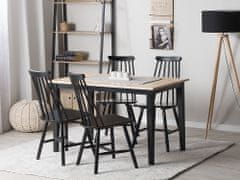 Beliani Lesena jedilna miza svetlo rjava / črna 120 x 75 cm HOUSTON