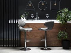 Beliani Komplet 2 barskih stolov z eko usnjem sive barve CONWAY
