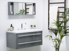 Beliani Sivo stensko kopalniško pohištvo s predalom in ogledalom ALMERIA