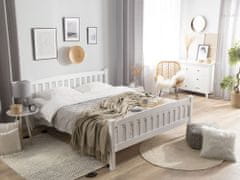 Beliani Lesena postelja 160 x 200 cm bela GIVERNY