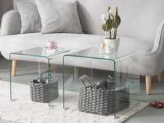 Beliani Komplet 2 prozornih steklenih mizic KENDALL