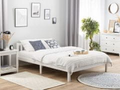 Beliani Lesena postelja 160 x 200 cm bela FLORAC