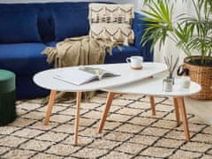 Beliani Garnitura 2 kavnih mizic iz svetlega lesa z belo barvo FLY III