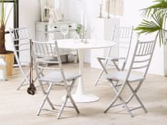 Beliani Komplet 4 zložljivih srebrnih lesenih jedilnih stolov MACHIAS