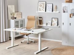 Beliani Kotna električna pisalna miza leva stran 160 x 110 cm bela DESTIN II
