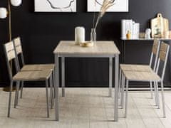 Beliani Jedilni set miza in 4 stoli iz svetlega lesa z belo barvo BLUMBERG