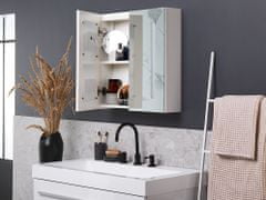 Beliani Kopalniška ogledalna omarica z osvetlitvijo LED 60 x 60 cm bela srebrna CHABUNCO