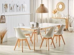Beliani Zložljiva jedilna miza 140/180 x 90 cm bela s svetlim lesom SOLA