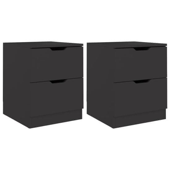 Vidaxl Nočna omarica 2 kosa črna 40x40x50 cm iverna plošča
