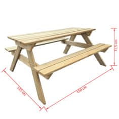 shumee Miza za piknik 150x135x71,5 cm lesena