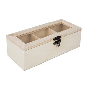 Rayher.	 Lesena škatla za čaj, 21.5x9x7cm, 3 prekati