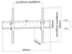 MAX MTM1110T držalo za TV z diagonalo 37-70, zložljivo, črno