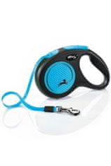 Flexi Neon New M povodec 5m/25kg črna/modra