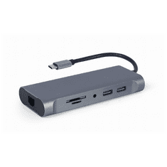 CABLEXPERT Adapter USB-C 7-v-1 USB, HDMI, LAN, VGA, PD, čitalec kartic + audio