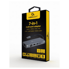 CABLEXPERT Adapter USB-C 7-v-1 USB, HDMI, LAN, VGA, PD, čitalec kartic + audio