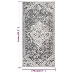 Vidaxl Zunanja preproga ravno tkana 100x200 cm svetlo siva