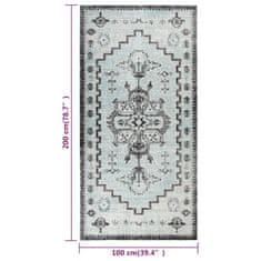 Vidaxl Zunanja preproga ravno tkana 100x200 cm zelena in siva