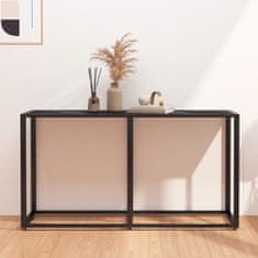 Vidaxl Konzolna mizica črni marmor 140x35x75,5 cm kaljeno steklo