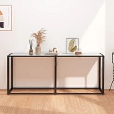 Vidaxl Konzolna mizica beli marmor 180x35x75,5 cm kaljeno steklo